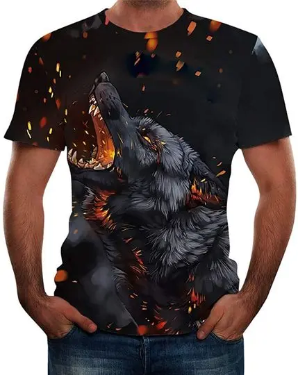 Mens Fashion Shirts 3D Print Ferocious Wolf Monster Meaningful Gift For Family Gift For Boyfriend Valentine Gift