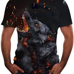 Mens Fashion Shirts 3D Print Ferocious Wolf Monster Meaningful Gift For Family Gift For Boyfriend Valentine Gift
