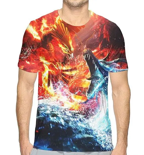 Blue Dragon Vs Fire Fenix Basic 3D Print T-Shirt Meaningful Gift For Family Gift For Boyfriend Valentine Gift