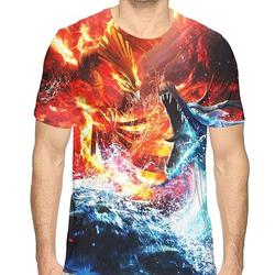 Blue Dragon Vs Fire Fenix Basic 3D Print T-Shirt Meaningful Gift For Family Gift For Boyfriend Valentine Gift
