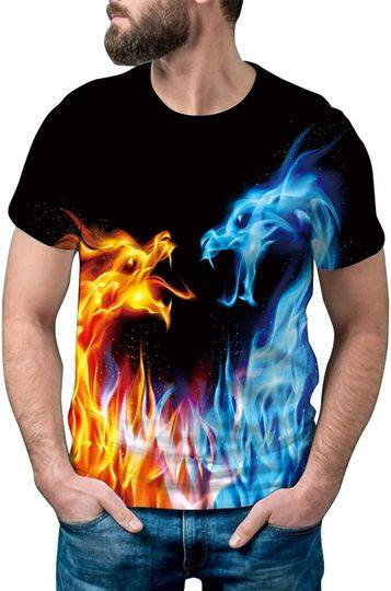 Unisex Casual 3D Print Animal Short Sleeve Meaningful Gift For Family Gift For Boyfriend Valentine Gift