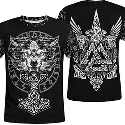 Wolf Raven Viking T-Shirt Meaningful Gift For Family Gift For Boyfriend Valentine Gift