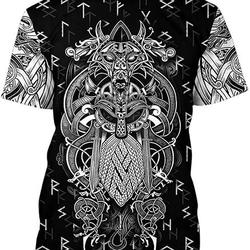 Viking Odin Tattoo T-Shirt Mens 3D Meaningful Gift For Family Gift For Boyfriend Valentine Gift