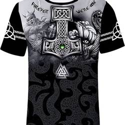Men's Norse Vikings T Shirt 3D Mythology God Meaningful Gift For Family Gift For Boyfriend Valentine Gift