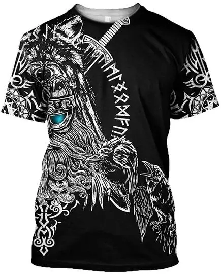 Viking T-Shirt Tops Odin Symbol Tattoo 3D shirt Meaningful Gift For Family Gift For Boyfriend Valentine Gift