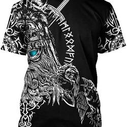 Viking T-Shirt Tops Odin Symbol Tattoo 3D shirt Meaningful Gift For Family Gift For Boyfriend Valentine Gift