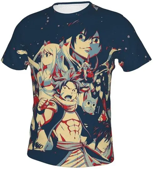 Fairy Tail 3D Pattern Printed Short Sleeve Meaningful Gift For Family Gift For Boyfriend Valentine Gift