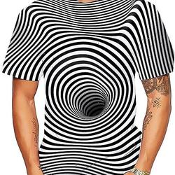 Men's T-Shirt Optical Illusion Summer Short Sleeve Meaningful Gift For Family Gift For Boyfriend Valentine Gift