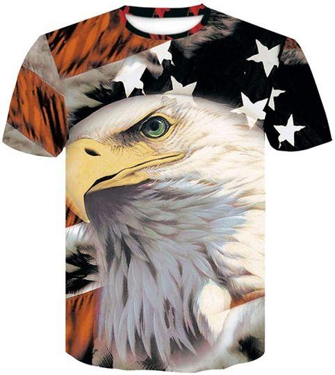 Men's American Flag 3D Print with The Eagle T-Shirt Meaningful Gift For Family Gift For Boyfriend Valentine Gift