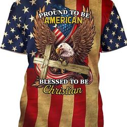 Proud to Be American Blessed to Be Christian T Shirt Meaningful Gift For Family Gift For Boyfriend Valentine Gift
