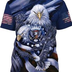 Bald Eagles with The United States Seal in American Flag T Shirt Meaningful Gift For Family Gift For Boyfriend Valentine Gift