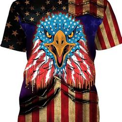 Bald Eagles with American Flag T Shirt 3D Meaningful Gift For Family Gift For Boyfriend Valentine Gift