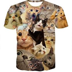 Mens T-Shirt Cat 3D Printing Tops Short Sleeve Meaningful Gift For Family Gift For Boyfriend Valentine Gift