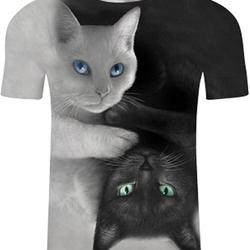 Clearance Deals Summer T-Shirt, 2021 Funny Girls Womens 3D Graphic Kitty Sky Printed Cat Short Tee Tops Meaningful Gift For Family Gift For Boyfriend Valentine Gift