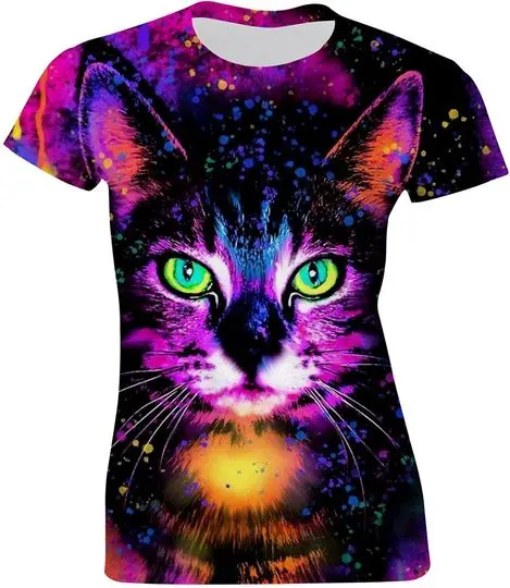 GEGCVN Tie Dye Womens 3D Pattern Printed Short Sleeve T-Shirts Casual Graphics Top Tees Meaningful Gift For Family Gift For Boyfriend Valentine Gift