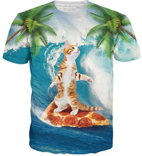 Unisex Funny Cat Casual T-Shirts Summer Breathable 3D Printed Kitten Graphic Fashion Tee Shirt Tops Meaningful Gift For Family Gift For Boyfriend Valentine Gift