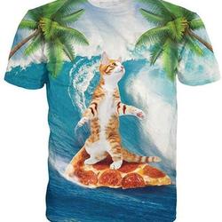 Unisex Funny Cat Casual T-Shirts Summer Breathable 3D Printed Kitten Graphic Fashion Tee Shirt Tops Meaningful Gift For Family Gift For Boyfriend Valentine Gift