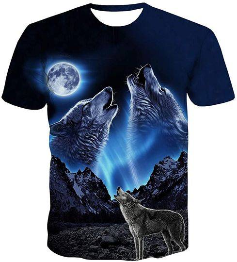 QCIV Wolf Shirts for Men Women 3D Print Wolves Animal Unisex Short Sleeve Tee Meaningful Gift For Family Gift For Boyfriend Valentine Gift