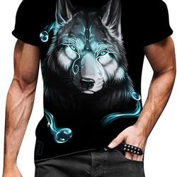 Mens T-Shirt 3D Print Wolf Graphic Fashion Casual Short Sleeve Tee Daily Lightweight Round Neck Tops Meaningful Gift For Family Gift For Boyfriend Valentine Gift