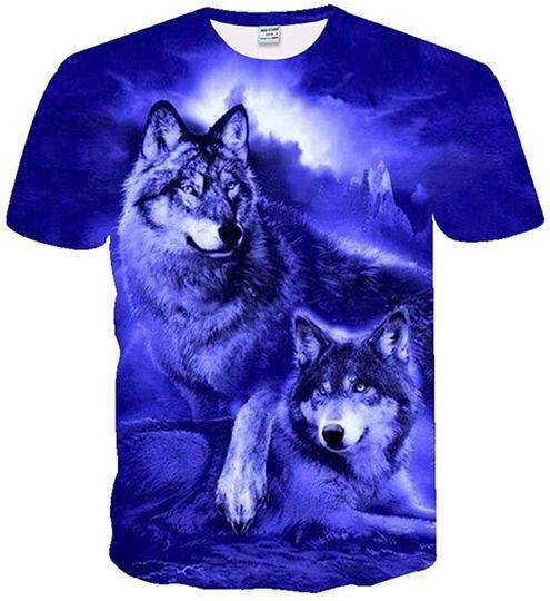 Cerbukt Men's Wolf Graphic 3D Print with The Cool T-Shirt Meaningful Gift For Family Gift For Boyfriend Valentine Gift