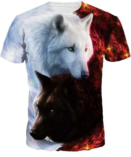 Men's 3D Digital Wolf Lion Print T-Shirts Summer Crewneck Short Sleeve Casual Graphic Tees Tops Meaningful Gift For Family Gift For Boyfriend Valentine Gift