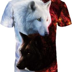 Men's 3D Digital Wolf Lion Print T-Shirts Summer Crewneck Short Sleeve Casual Graphic Tees Tops Meaningful Gift For Family Gift For Boyfriend Valentine Gift