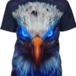 Mens Bald Eagle with Neon Eyes 3D Graphic Printing Shirt American Symbol T Shirt for Dad Daddy Papa Husband Father Meaningful Gift For Family Gift For Boyfriend Valentine Gift