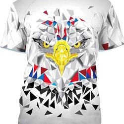 Bald Eagle Head in Geometry Pattern 3D Graphic Print Shirt Short Sleeves T Shirt for Dad Brother Husband Grandpa Meaningful Gift For Family Gift For Boyfriend Valentine Gift