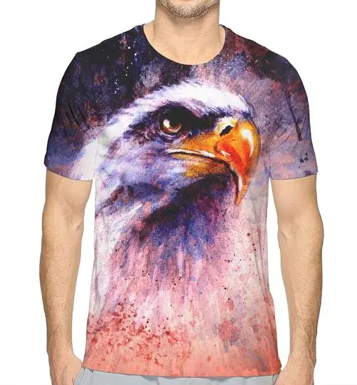 Flying XIE Males Beautiful Eagle Novelty 3D Creative Print T-Shirt Short Sleeve Tees Meaningful Gift For Family Gift For Boyfriend Valentine Gift