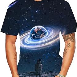 Lilinoffy Psychedelic Space T-Shirt Astronaut Crewneck Tees Meaningful Gift For Family Gift For Boyfriend Valentine Gift