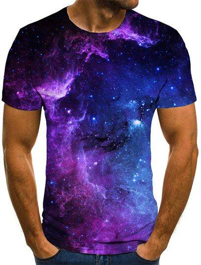 sportbull Galaxy T Shirts for Men 3D Printed Skull T-Shirts Short Sleeve Tee Meaningful Gift For Family Gift For Boyfriend Valentine Gift