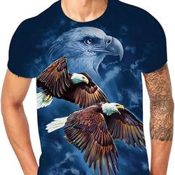3D Printed Short-Sleeved T-Shirt Men Planet Blue Wolf Head Top Meaningful Gift For Family Gift For Boyfriend Valentine Gift