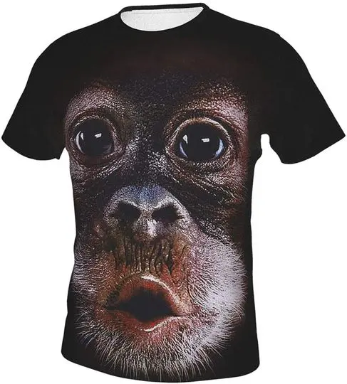 Mens Short Sleeve Funny T-Shirt,Ape Monkey Crew Neck Tee,3D Print Soft and Comfortable Casual Shirts Meaningful Gift For Family Gift For Boyfriend Valentine Gift
