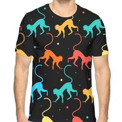 Males Funny Monkey Pattern Athletic 3D Creative Print T-Shirt Short Sleeve Tees Meaningful Gift For Family Gift For Boyfriend Valentine Gift