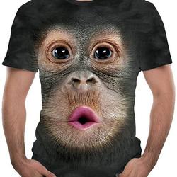 Funny Monkey 3D T-shirts, Men Fun Gorilla Monkey Printed Crew Neck Tee Casual Short Sleeve Big Face Mens Tops Meaningful Gift For Family Gift For Boyfriend Valentine Gift