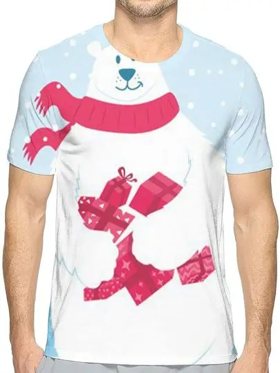 Flying XIE Men Christmas Polar Bear Casual 3D Creative Print T-Shirt Short Sleeve Tees Meaningful Gift For Family Gift For Boyfriend Valentine Gift