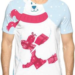 Flying XIE Men Christmas Polar Bear Casual 3D Creative Print T-Shirt Short Sleeve Tees Meaningful Gift For Family Gift For Boyfriend Valentine Gift
