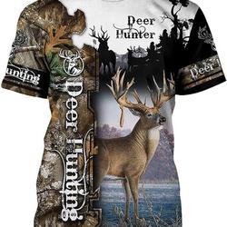 Bolany Animal Hunting Shirt Camo 3D Printed Mens Casual Short Sleeve T Shirts Meaningful Gift For Family Gift For Boyfriend Valentine Gift
