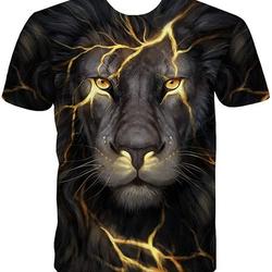 Lion T Shirts for Men Animal Shirt Lightning Lions King Mens Short Sleeve Meaningful Gift For Family Gift For Boyfriend Valentine Gift