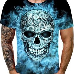 Men's Plus Size Halloween Skull Print T-Shirt Tops Costumes 3D Print Muticolored Short Sleeve Shirts Tops Round Neck Meaningful Gift For Family Gift For Boyfriend Valentine Gift