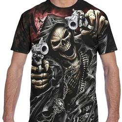 Men's Biker T-Shirt 3D Printed Skull T-Shirt Funny Men's T-Shirt Pattern Locomotive Short Sleeve Meaningful Gift For Family Gift For Boyfriend Valentine Gift