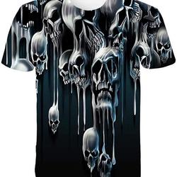 Mens T-Shirts Printed Big and Tall Fashion Skull Printed Hip Hop Summer Short Sleeve Casual Tees Blouse Tops Meaningful Gift For Family Gift For Boyfriend Valentine Gift