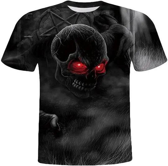 Shirt Skull 3D Printed Short Sleeve T-Shirt Novelty Graphic Cool Funny T Shirts Comfy Tee T-Shirt Tshirt Meaningful Gift For Family Gift For Boyfriend Valentine Gift