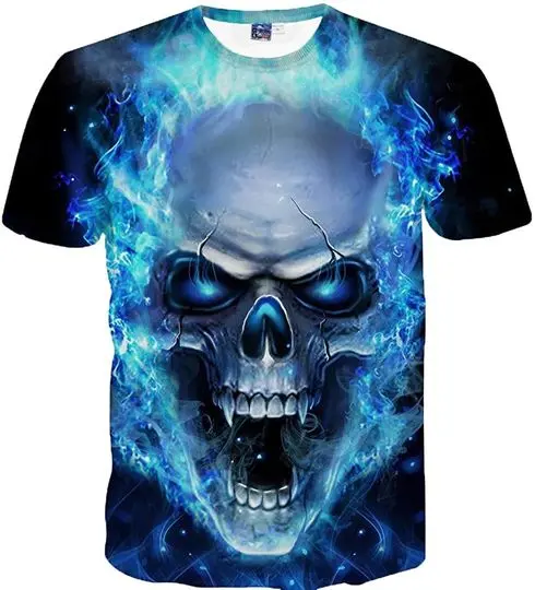 Mens Fashion Skull 3D Printing Tees Shirt Casual Short Sleeve T-Shirt Blouse Tops Crew Neck Tee Shirts S-4XL Meaningful Gift For Family Gift For Boyfriend Valentine Gift