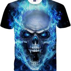 Mens Fashion Skull 3D Printing Tees Shirt Casual Short Sleeve T-Shirt Blouse Tops Crew Neck Tee Shirts S-4XL Meaningful Gift For Family Gift For Boyfriend Valentine Gift