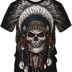 Men's Summer Casual 3D Print Native Americans Tribal Tee Shirt T-Shirt Meaningful Gift For Family Gift For Boyfriend Valentine Gift