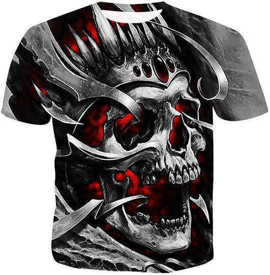 The King Skull 3D Printed Short Sleeve Fashion T Shirt,XXX-Large Meaningful Gift For Family Gift For Boyfriend Valentine Gift