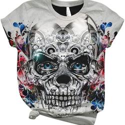Novelty T-Shirt 3D Skull Printed Shirt Plus Size Blouse O-Neck Tee Tops Meaningful Gift For Family Gift For Boyfriend Valentine Gift