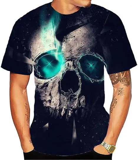 Mens 3D Skull Graphic Design T Shirt-Funny T Shirts for Men Meaningful Gift For Family Gift For Boyfriend Valentine Gift