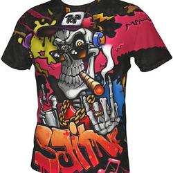 Street Graffiti Skull 3D Printed t-Shirt Men's Rock Hip hop Gothic Halloween Graffiti T-Shirt Meaningful Gift For Family Gift For Boyfriend Valentine Gift